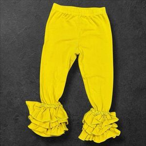 Ava Grace Boutique Girls Ruffle Pants 2T Mustard Yellow Triple Layer Legging